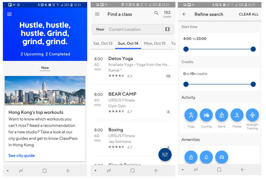 classpass hong kong screenshot